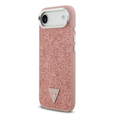 Apple iPhone 17 Air Kılıf Guess Orjinal Lisanslı M-safe Şarj Özellikli Metal Kamera Çerçeveli Üçgen Logolu Glitter Kapak