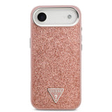 Apple iPhone 17 Air Kılıf Guess Orjinal Lisanslı M-safe Şarj Özellikli Metal Kamera Çerçeveli Üçgen Logolu Glitter Kapak