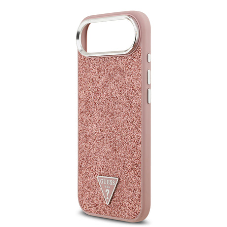Apple iPhone 17 Air Kılıf Guess Orjinal Lisanslı M-safe Şarj Özellikli Metal Kamera Çerçeveli Üçgen Logolu Glitter Kapak