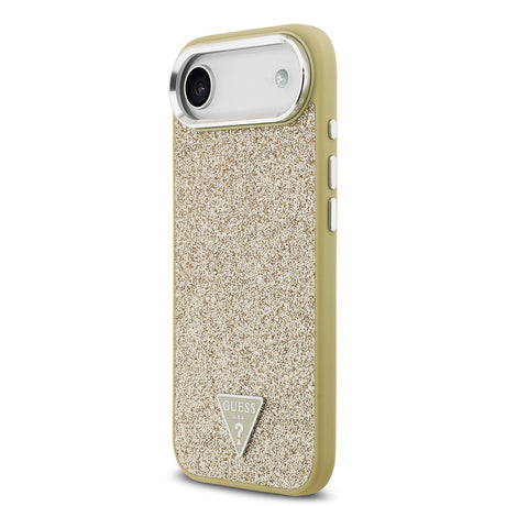 Apple iPhone 17 Air Kılıf Guess Orjinal Lisanslı M-safe Şarj Özellikli Metal Kamera Çerçeveli Üçgen Logolu Glitter Kapak