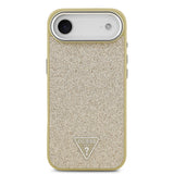 Apple iPhone 17 Air Kılıf Guess Orjinal Lisanslı M-safe Şarj Özellikli Metal Kamera Çerçeveli Üçgen Logolu Glitter Kapak