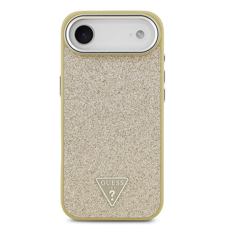 Apple iPhone 17 Air Kılıf Guess Orjinal Lisanslı M-safe Şarj Özellikli Metal Kamera Çerçeveli Üçgen Logolu Glitter Kapak
