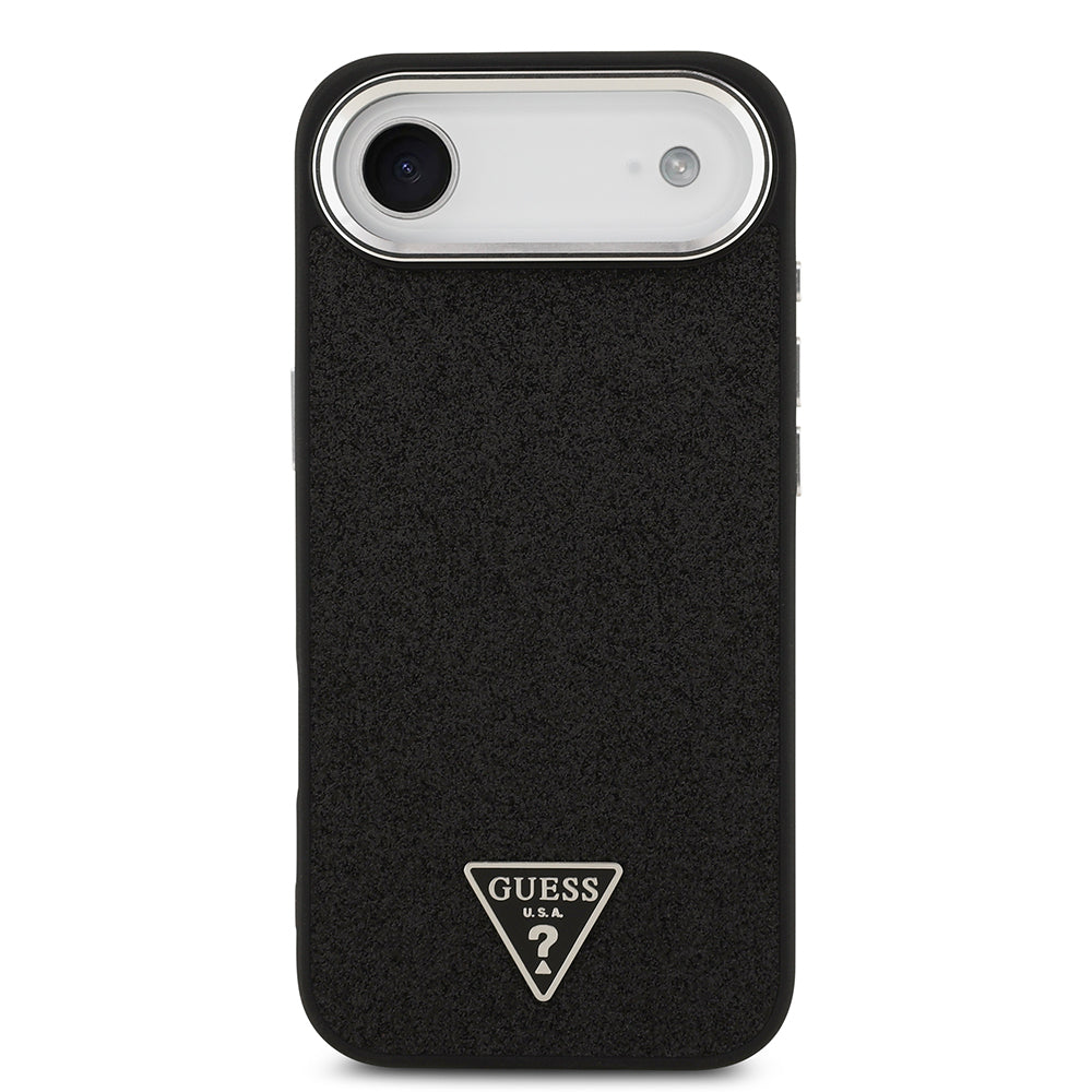 Apple iPhone 17 Air Kılıf Guess Orjinal Lisanslı M-safe Şarj Özellikli Metal Kamera Çerçeveli Üçgen Logolu Glitter Kapak