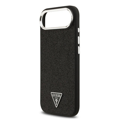 Apple iPhone 17 Air Kılıf Guess Orjinal Lisanslı M-safe Şarj Özellikli Metal Kamera Çerçeveli Üçgen Logolu Glitter Kapak