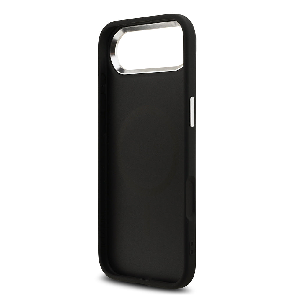 Apple iPhone 17 Air Kılıf Guess Orjinal Lisanslı M-safe Şarj Özellikli Metal Kamera Çerçeveli Üçgen Logolu Glitter Kapak
