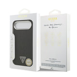 Apple iPhone 17 Air Kılıf Guess Orjinal Lisanslı M-safe Şarj Özellikli Metal Kamera Çerçeveli Üçgen Logolu Glitter Kapak