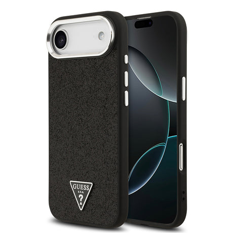 Apple iPhone 17 Air Kılıf Guess Orjinal Lisanslı M-safe Şarj Özellikli Metal Kamera Çerçeveli Üçgen Logolu Glitter Kapak