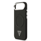 Apple iPhone 17 Air Kılıf Guess Orjinal Lisanslı M-safe Şarj Özellikli PU Deri Metal Kamera Çerçeveli Üçgen Logolu Kapak