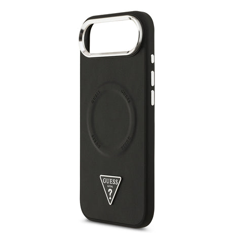 Apple iPhone 17 Air Kılıf Guess Orjinal Lisanslı M-safe Şarj Özellikli PU Deri Metal Kamera Çerçeveli Üçgen Logolu Kapak