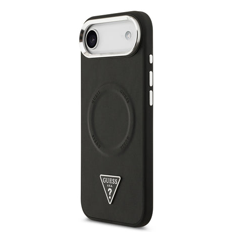 Apple iPhone 17 Air Kılıf Guess Orjinal Lisanslı M-safe Şarj Özellikli PU Deri Metal Kamera Çerçeveli Üçgen Logolu Kapak