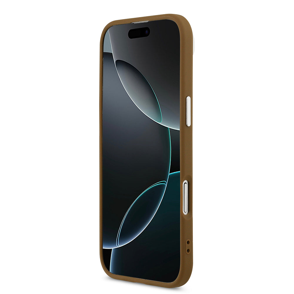 Apple iPhone 17 Air Kılıf Guess Orjinal Lisanslı M-safe Şarj Özellikli PU Deri Metal Kamera Çerçeveli Üçgen Logolu Kapak