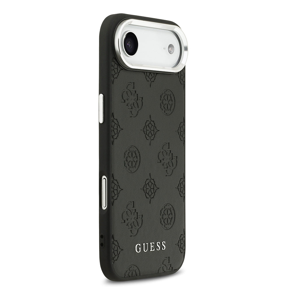 Apple iPhone 17 Air Kılıf Guess Orjinal Lisanslı M-safe Şarj Özellikli Sıcak Baskılı Klasik Yazı Logolu PU Deri Peony Kapak