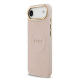 Apple iPhone 17 Air Kılıf Guess Orjinal Lisanslı M-safe Şarj Özellikli Sıcak Baskılı Yazı Logolu PU Deri Peony Kapak