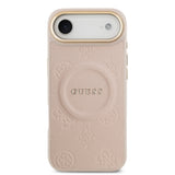Apple iPhone 17 Air Kılıf Guess Orjinal Lisanslı M-safe Şarj Özellikli Sıcak Baskılı Yazı Logolu PU Deri Peony Kapak