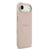 Apple iPhone 17 Air Kılıf Guess Orjinal Lisanslı M-safe Şarj Özellikli Sıcak Baskılı Yazı Logolu PU Deri Peony Kapak