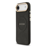Apple iPhone 17 Air Kılıf Guess Orjinal Lisanslı M-safe Şarj Özellikli Sıcak Baskılı Yazı Logolu PU Deri Peony Kapak