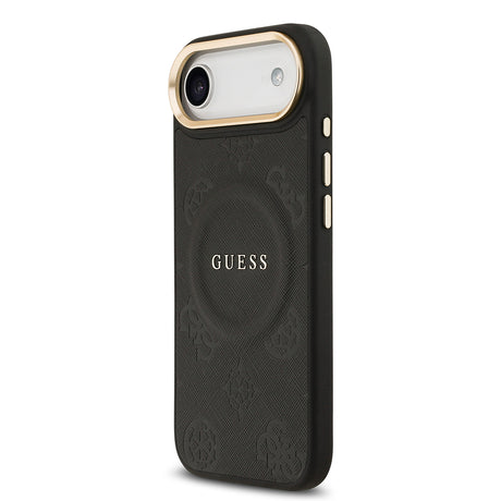 Apple iPhone 17 Air Kılıf Guess Orjinal Lisanslı M-safe Şarj Özellikli Sıcak Baskılı Yazı Logolu PU Deri Peony Kapak