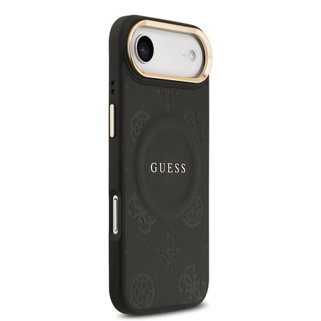 Apple iPhone 17 Air Kılıf Guess Orjinal Lisanslı M-safe Şarj Özellikli Sıcak Baskılı Yazı Logolu PU Deri Peony Kapak
