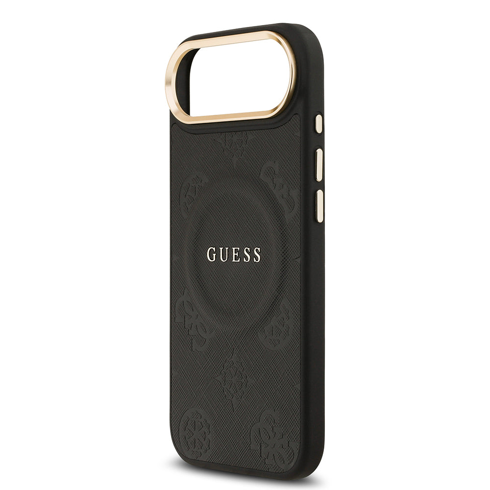 Apple iPhone 17 Air Kılıf Guess Orjinal Lisanslı M-safe Şarj Özellikli Sıcak Baskılı Yazı Logolu PU Deri Peony Kapak