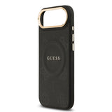 Apple iPhone 17 Air Kılıf Guess Orjinal Lisanslı M-safe Şarj Özellikli Sıcak Baskılı Yazı Logolu PU Deri Peony Kapak
