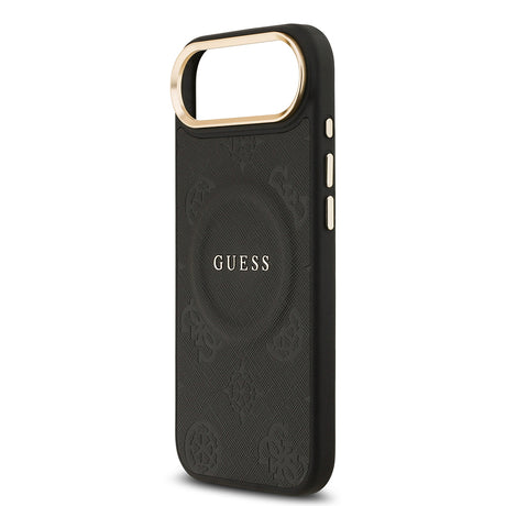Apple iPhone 17 Air Kılıf Guess Orjinal Lisanslı M-safe Şarj Özellikli Sıcak Baskılı Yazı Logolu PU Deri Peony Kapak