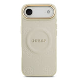 Apple iPhone 17 Air Kılıf Guess Orjinal Lisanslı M-safe Şarj Özellikli Sıcak Baskılı Yazı Logolu PU Deri Peony Kapak