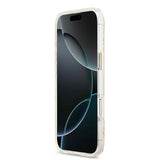 Apple iPhone 17 Air Kılıf Guess Orjinal Lisanslı M-safe Şarj Özellikli Simli Çiçek Desenli Metal Kamera Çerçeveli Üçgen Logolu Kapak