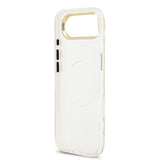 Apple iPhone 17 Air Kılıf Guess Orjinal Lisanslı M-safe Şarj Özellikli Simli Çiçek Desenli Metal Kamera Çerçeveli Üçgen Logolu Kapak