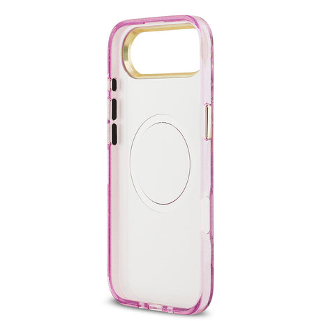 Apple iPhone 17 Air Kılıf Guess Orjinal Lisanslı M-safe Şarj Özellikli Simli Çiçek Desenli Metal Kamera Çerçeveli Üçgen Logolu Kapak