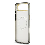 Apple iPhone 17 Air Kılıf Guess Orjinal Lisanslı M-safe Şarj Özellikli Simli Çiçek Desenli Metal Kamera Çerçeveli Üçgen Logolu Kapak