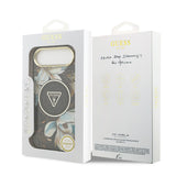 Apple iPhone 17 Air Kılıf Guess Orjinal Lisanslı M-safe Şarj Özellikli Simli Çiçek Desenli Metal Kamera Çerçeveli Üçgen Logolu Kapak