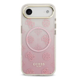Apple iPhone 17 Air Kılıf Guess Orjinal Lisanslı M-safe Şarj Özellikli Simli Peony Desenli Silikon Kapak