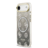 Apple iPhone 17 Air Kılıf Guess Orjinal Lisanslı M-safe Şarj Özellikli Simli Peony Desenli Silikon Kapak