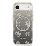 Apple iPhone 17 Air Kılıf Guess Orjinal Lisanslı M-safe Şarj Özellikli Simli Peony Desenli Silikon Kapak