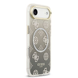 Apple iPhone 17 Air Kılıf Guess Orjinal Lisanslı M-safe Şarj Özellikli Simli Peony Desenli Silikon Kapak
