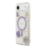 Apple iPhone 17 Air Kılıf Guess Orjinal Lisanslı M-safe Şarj Özellikli Transparan Resin Flowers Kapak