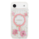 Apple iPhone 17 Air Kılıf Guess Orjinal Lisanslı M-safe Şarj Özellikli Transparan Resin Flowers Kapak