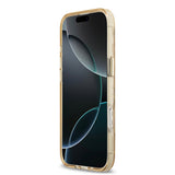 Apple iPhone 17 Air Kılıf Guess Orjinal Lisanslı M-safe Şarj Özellikli Üçgen Logolu Simli Leopar Desenli Kapak