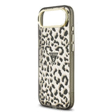 Apple iPhone 17 Air Kılıf Guess Orjinal Lisanslı M-safe Şarj Özellikli Üçgen Logolu Simli Leopar Desenli Kapak