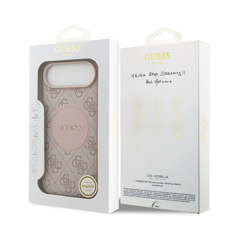 Apple iPhone 17 Air Kılıf Guess Orjinal Lisanslı M-safe Şarj Özellikli Yazı Logolu Circle Classic Kapak