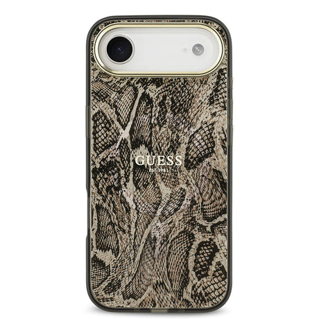 Apple iPhone 17 Air Kılıf Guess Orjinal Lisanslı M-safe Şarj Özellikli Yazı Logolu Python Desenli Kapak