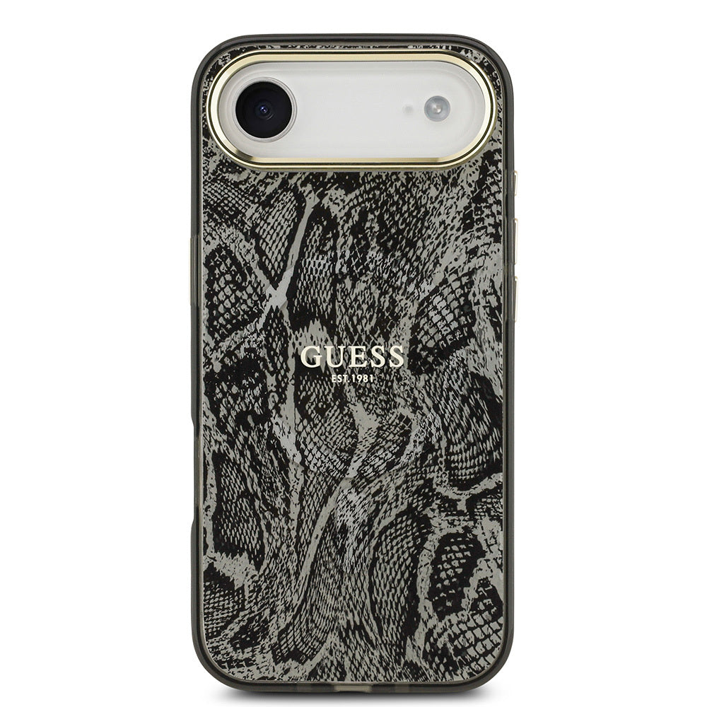 Apple iPhone 17 Air Kılıf Guess Orjinal Lisanslı M-safe Şarj Özellikli Yazı Logolu Python Desenli Kapak