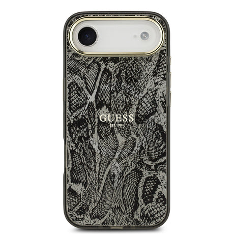 Apple iPhone 17 Air Kılıf Guess Orjinal Lisanslı M-safe Şarj Özellikli Yazı Logolu Python Desenli Kapak