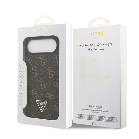 Apple iPhone 17 Air Kılıf Guess Orjinal Lisanslı PU Deri 4G Desenli Üçgen Logolu Kapak