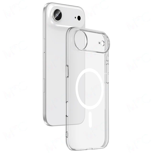 Apple iPhone 17 Air Kılıf IC Çipli M-Safe Şarj Özellikli Şeffaf Kamera Çerçeveli Zore Toledo Kapak