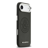 Apple iPhone 17 Air Kılıf Karl Lagerfeld Orjinal Lisanslı M-safe Şarj Özellikli Delikli Tasarım Metal Logolu PU Deri Kapak
