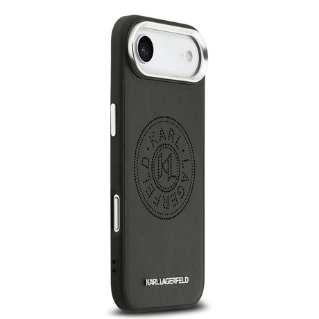 Apple iPhone 17 Air Kılıf Karl Lagerfeld Orjinal Lisanslı M-safe Şarj Özellikli Delikli Tasarım Metal Logolu PU Deri Kapak