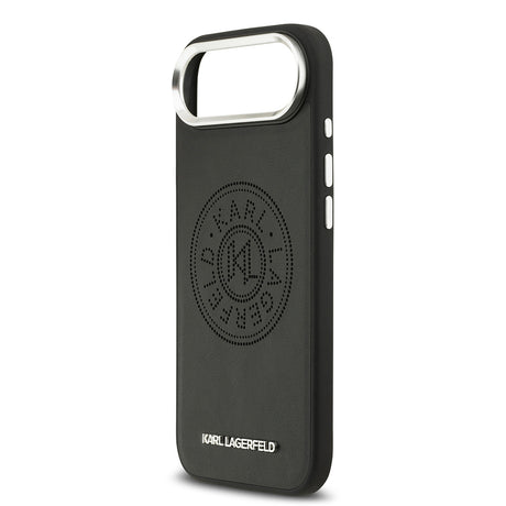 Apple iPhone 17 Air Kılıf Karl Lagerfeld Orjinal Lisanslı M-safe Şarj Özellikli Delikli Tasarım Metal Logolu PU Deri Kapak