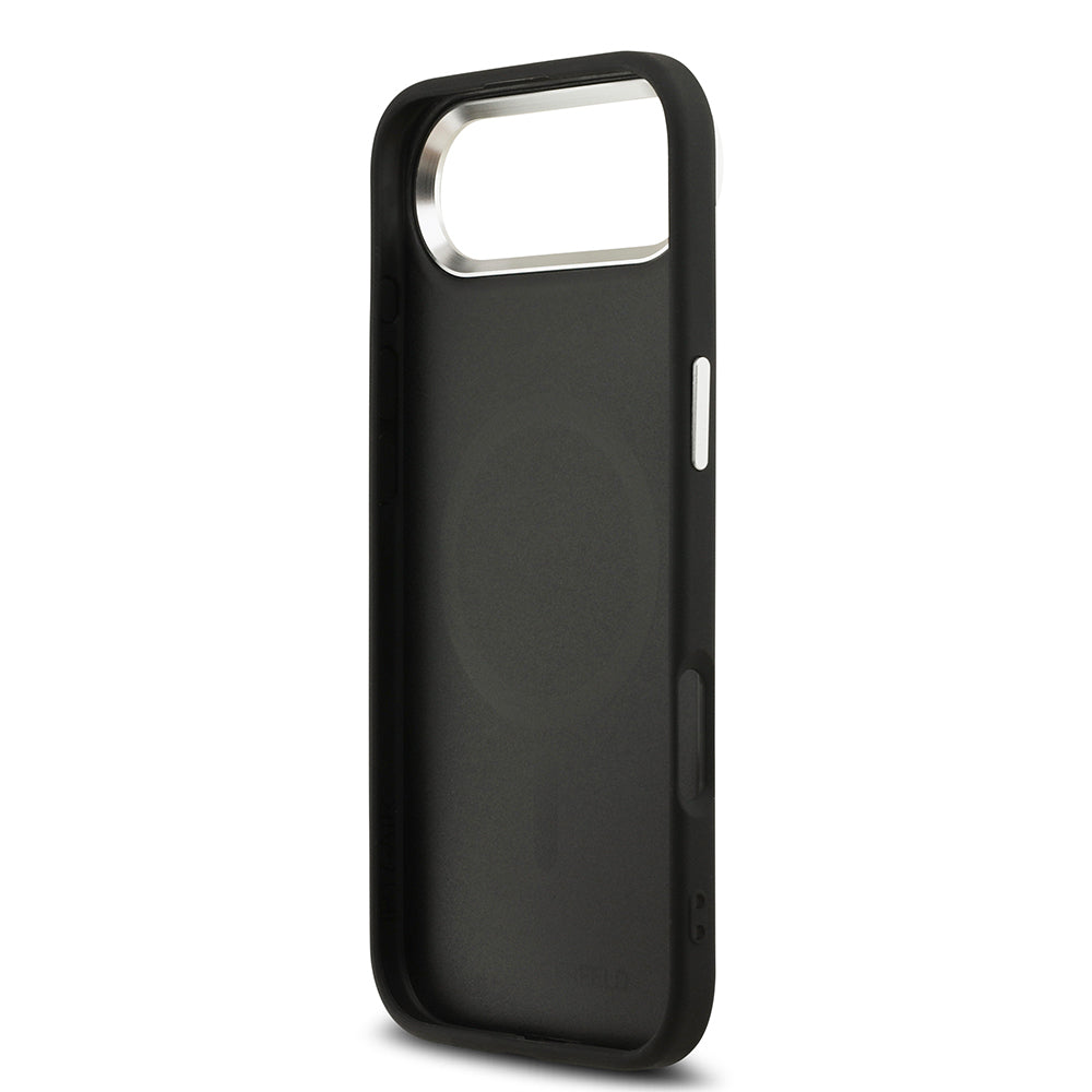Apple iPhone 17 Air Kılıf Karl Lagerfeld Orjinal Lisanslı M-safe Şarj Özellikli Delikli Tasarım Metal Logolu PU Deri Kapak