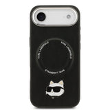 Apple iPhone 17 Air Kılıf Karl Lagerfeld Orjinal Lisanslı M-safe Şarj Özellikli Metal Kamera ve Buton Tasarımlı Choupette PU Deri Kapak
